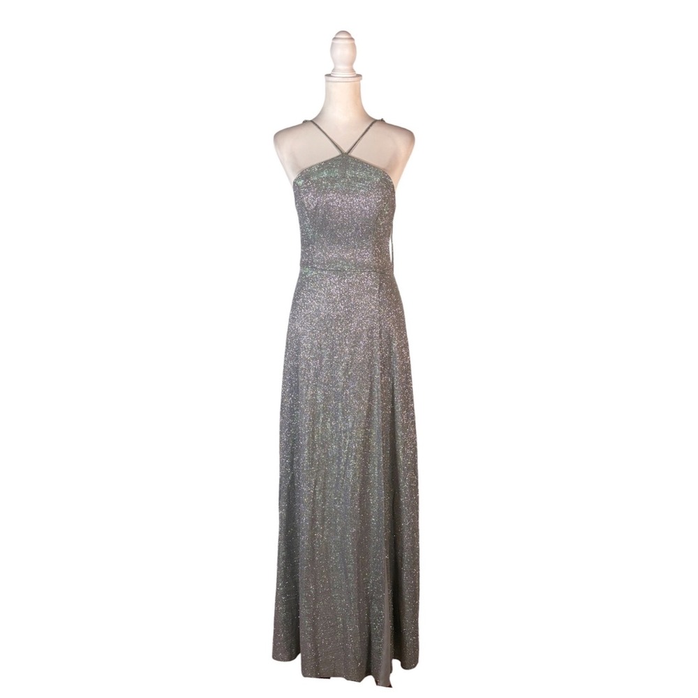 Y2K Metallic Silver Party Dress S Studio 54 Old Hollywood Glam Retro Disco Chic